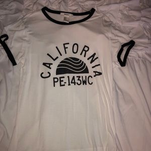 white t-shirt w/ black lettering